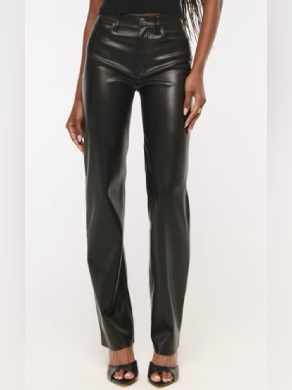 Abercrombie & Fitch Black Faux Leather Pants women 28/6 high rise 90s relaxed